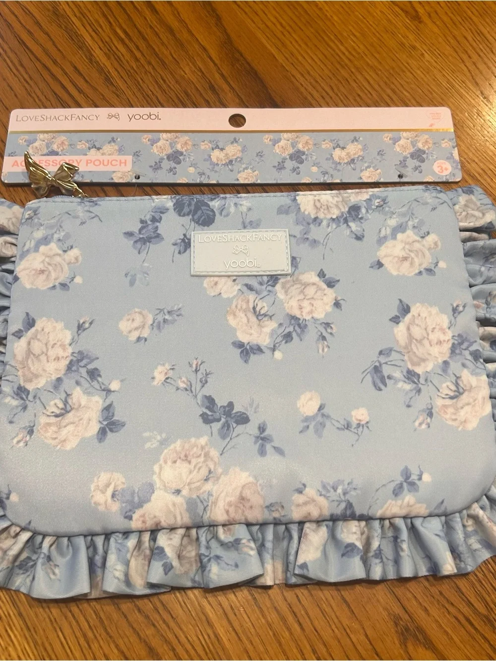 LoveShackFancy x Target Yoobi Powder Blue Floral Ruffle Pencil Pouch